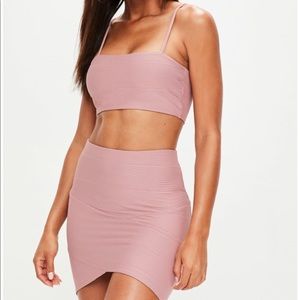 Missguided Pink Bandage Skirt Set